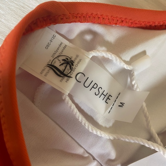 NWT Cupshe sz M Orange Bathing Swim Suit One Piece - Picture 5 of 15